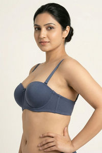 Zivame Padded Regular Wired 3/4th Coverage Strapless Bra - Vintage Indigo — thumbnail 4